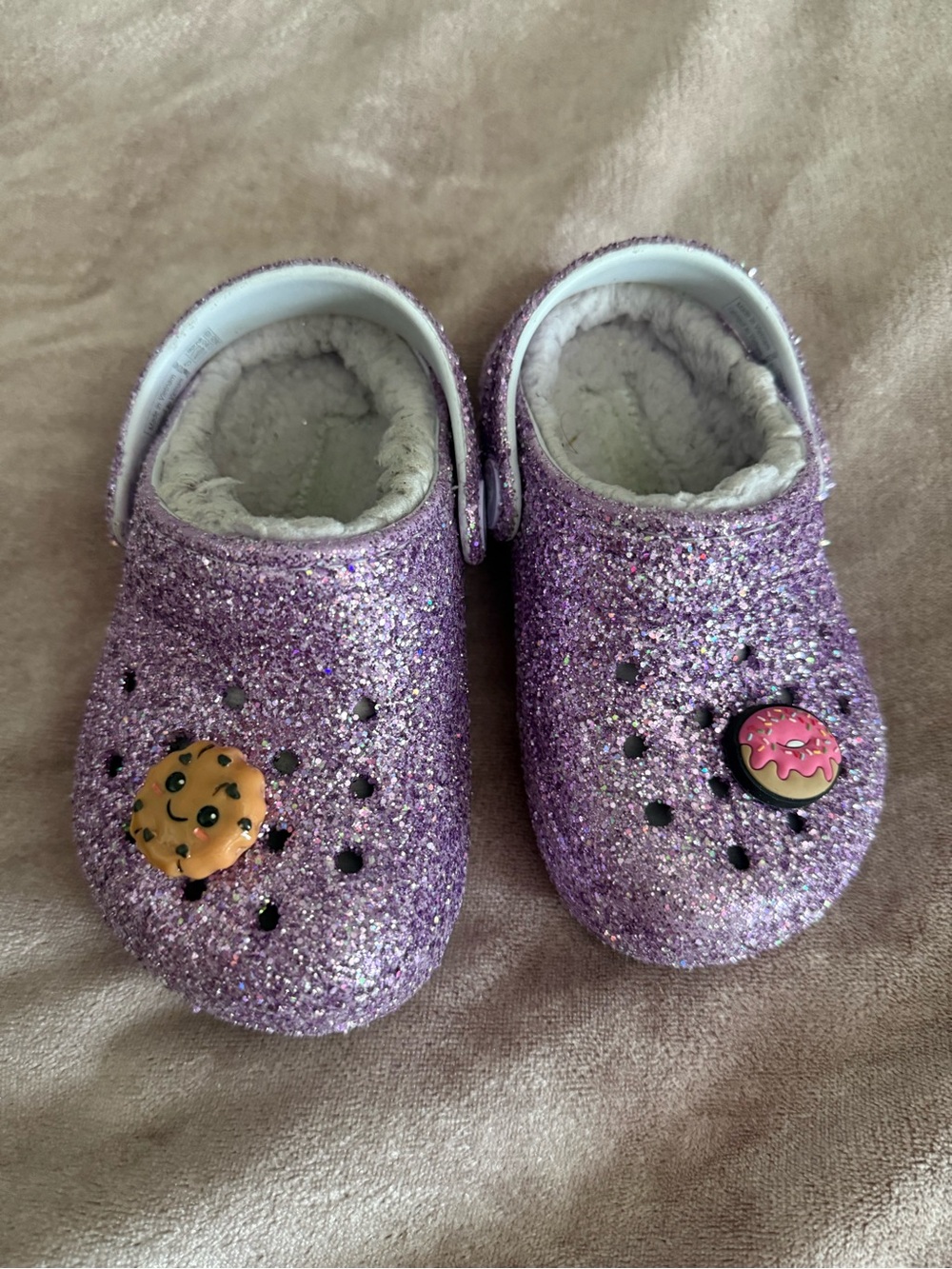 Glittery Purple Kids Crocs with Fun Charms